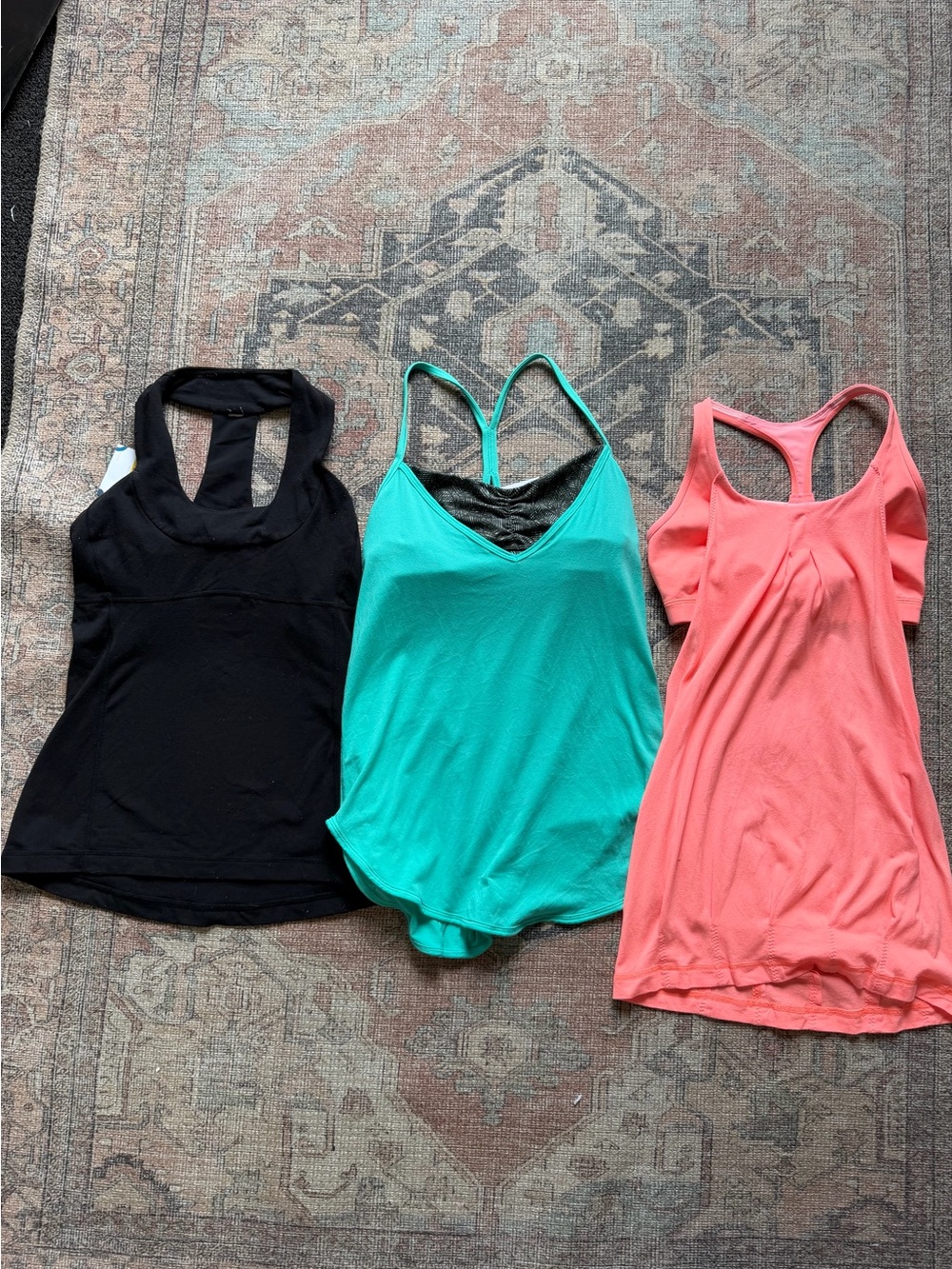 lululemon athletica Racerback Tank Trio - Black, Teal, Coral ✨BUNDLE✨